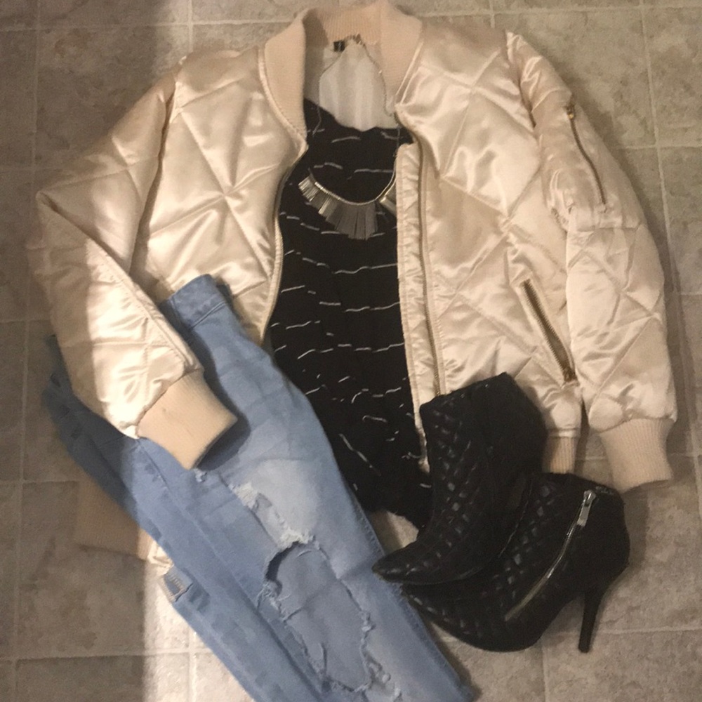 Boohoo quilted bomber jacket